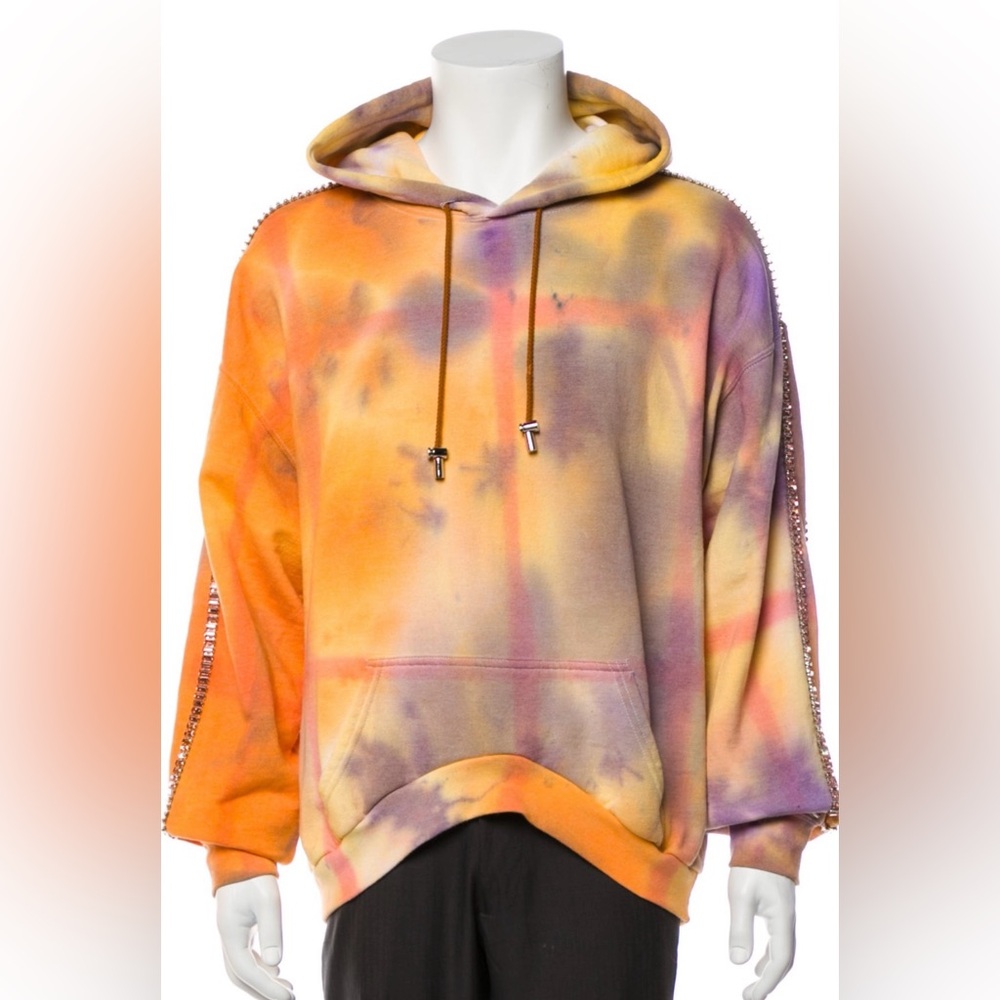 COLLINA STRADA- tie-dye crew neck hoodie-XS RHINESTONE DETAILED ARMS! Worn once